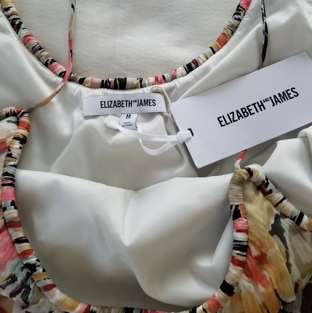 Elizabeth & James Marylin Cold Shoulder Silk Floral Top Size M Medium - Picture 4 of 11